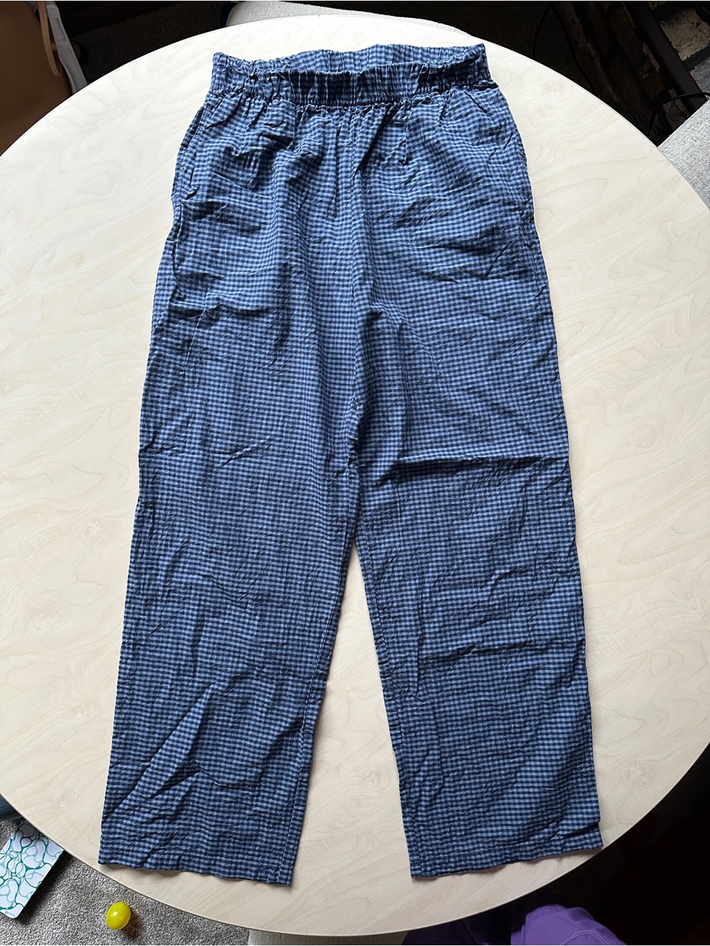 Zara Blue Checked Wide-Leg Women’s Pants